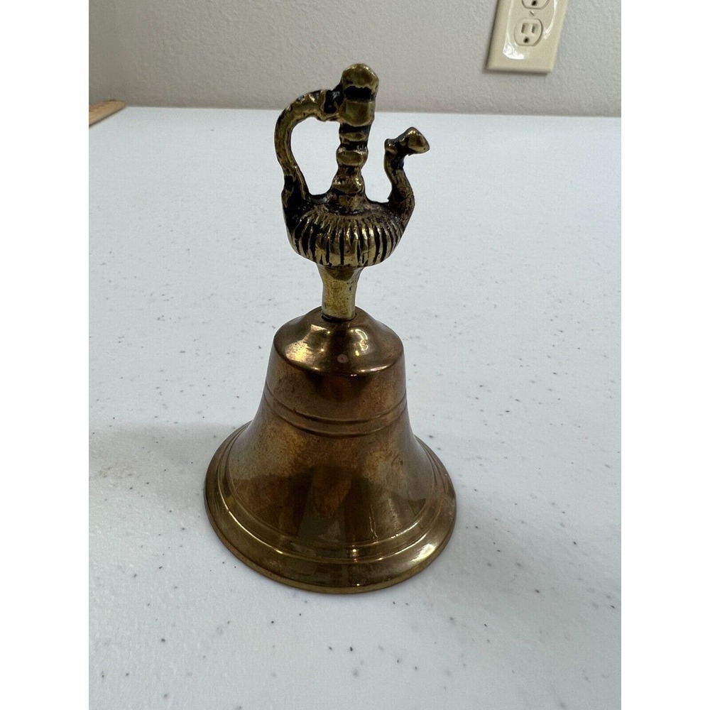 Vintage Ostriches Shape Top‎ 3" Collectible Handcrafted Brass Handle Bell